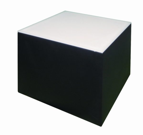 Beistelltisch CUBE - schwarz mit Plexiglasscheibe und Beleuchtung